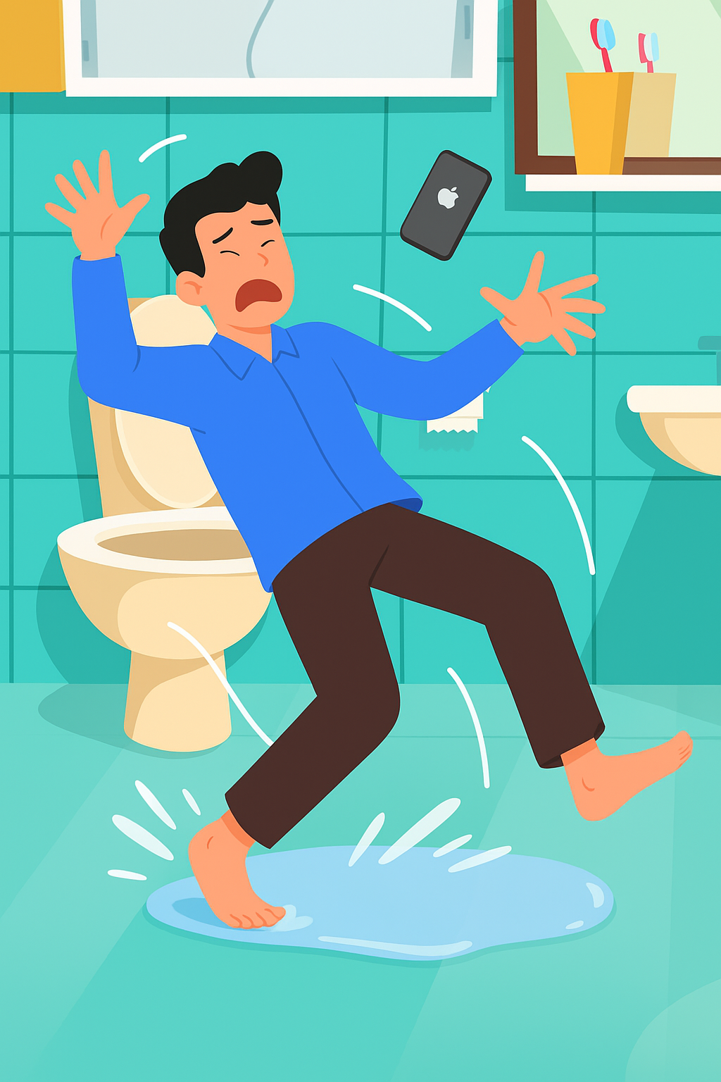 خطر الانزلاق على الأرضيات المبللة